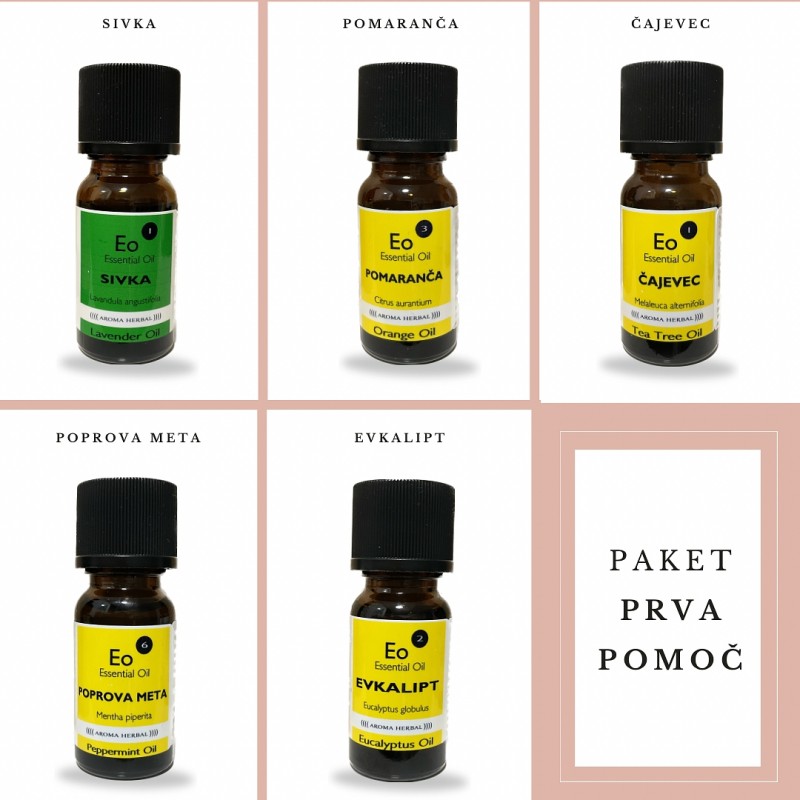 Paket eteričnih olj prva pomoč 