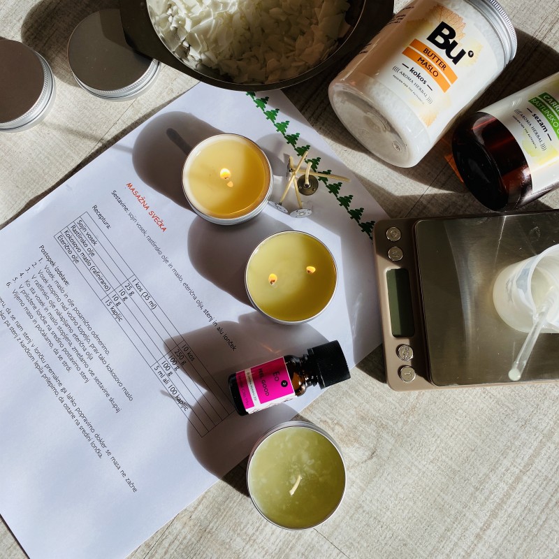 PAKET SVEČKE & PARFUM PLOŠČICE - paket za izdelavo daril 20 kos