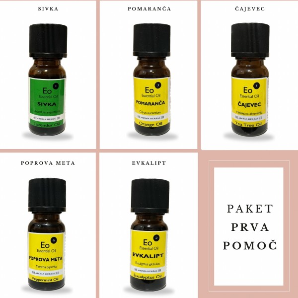 Paket eteričnih olj prva pomoč 